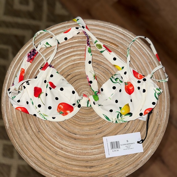 WeWoreWhat Polka Dot Fruit Print Bikini Top - Picture 2 of 2
